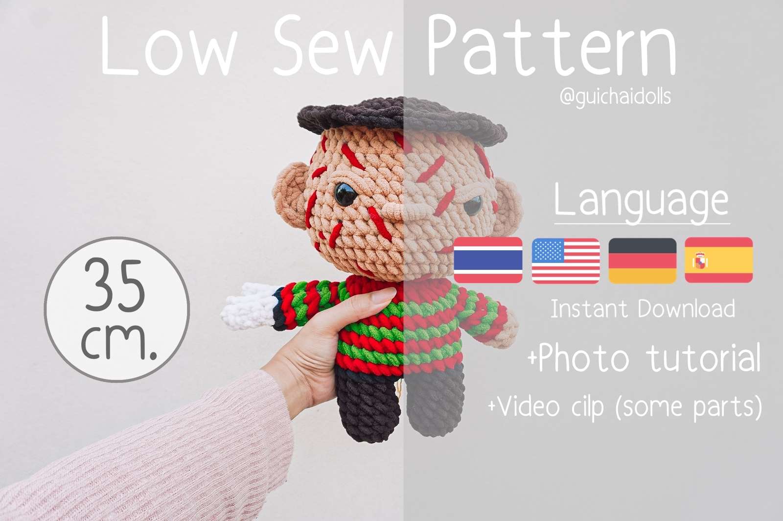 Low Sew, Freddy Chibi PDF Pattern (Amigurumi Pattern, Crochet Pattern,  Photo Tutorial, How to) - Guichai Dolls